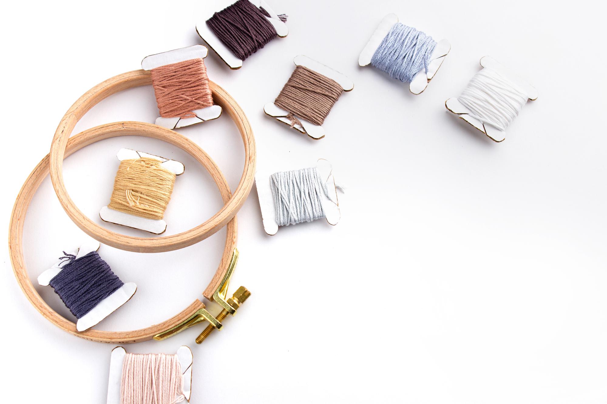 Embroidery starter kit laid out